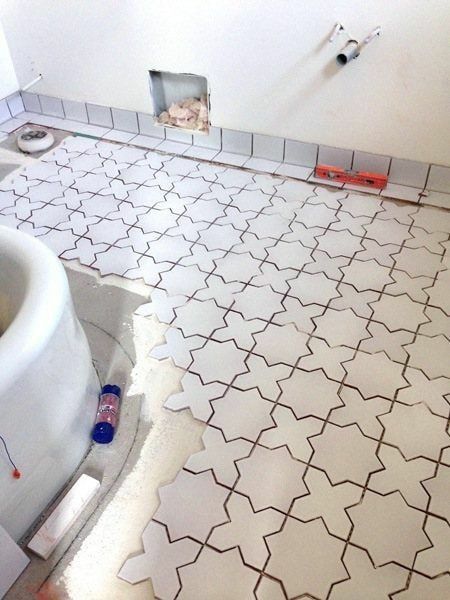 Star and cross ceramic glazed mosaic white bathroom floor tiles