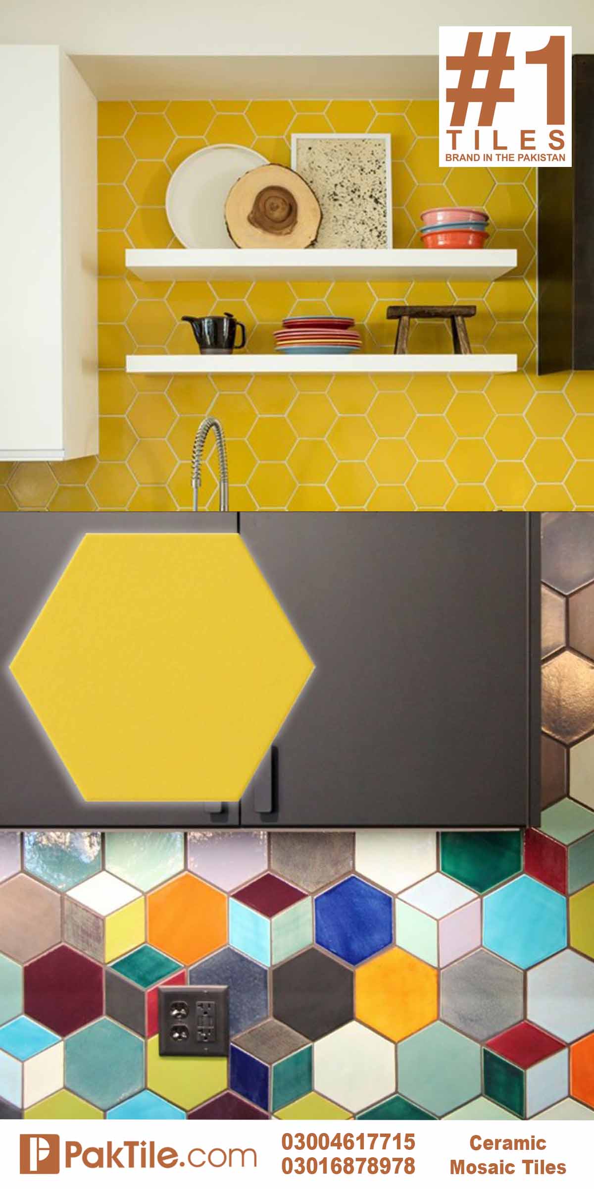 12 Pak Clay Hexagon Bathroom Tiles Design