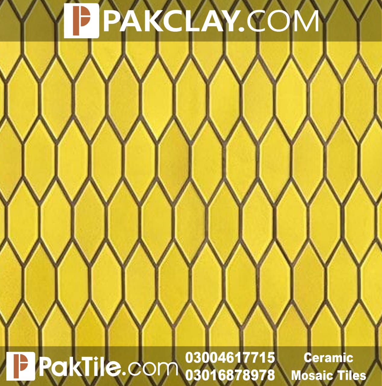 Pak Clay Yellow Mosaic Wall Tiles Design